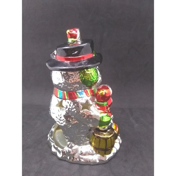 Vintage unique metallic radko pacconi style snowman children votive candle - Picture 9 of 12